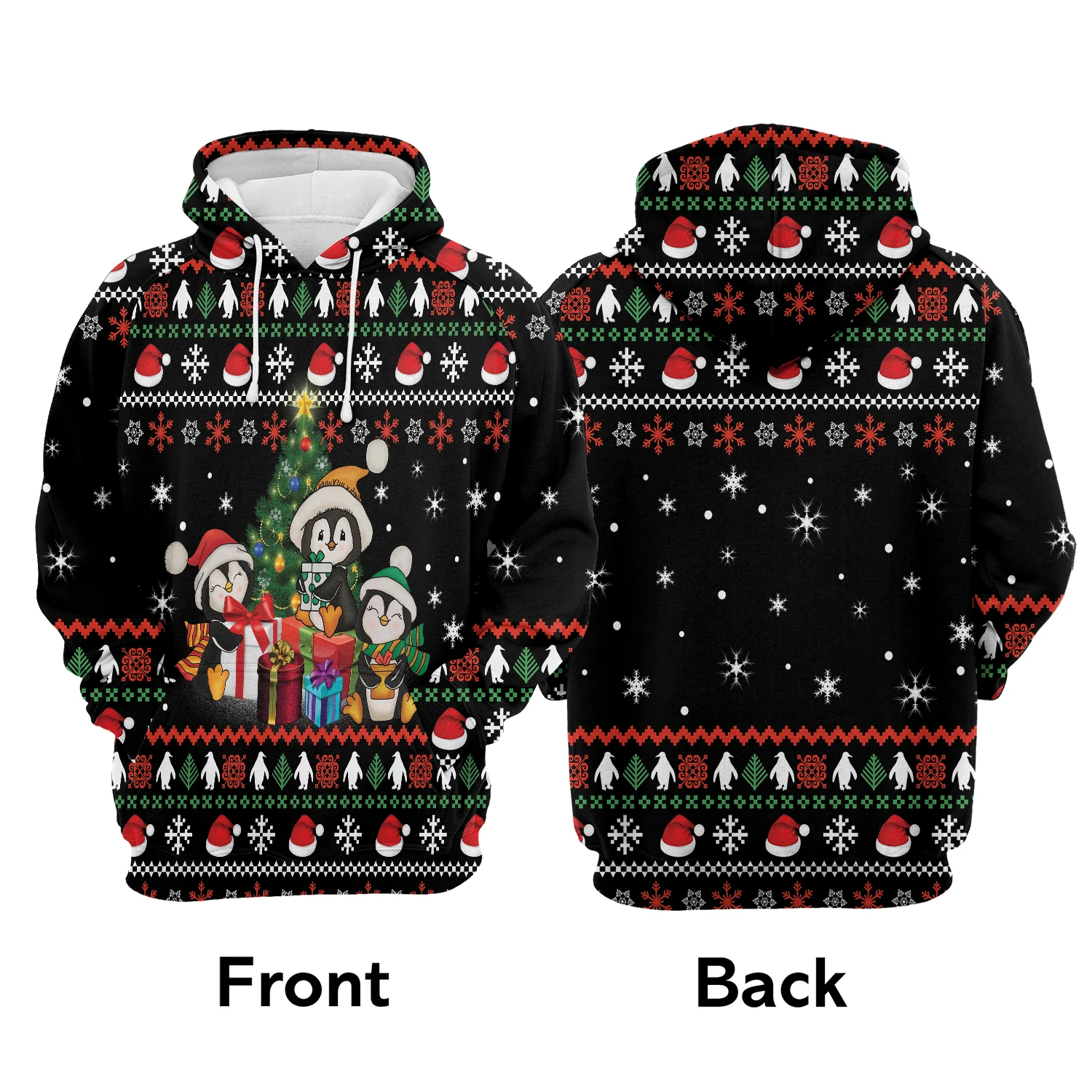Penguin Christmas Tree Premium Christmas Hoodie, Funny Christmas Pattern Unisex Hoodie For Men & Women - Perfect Gift For Christmas, Friends, Family - Image 3