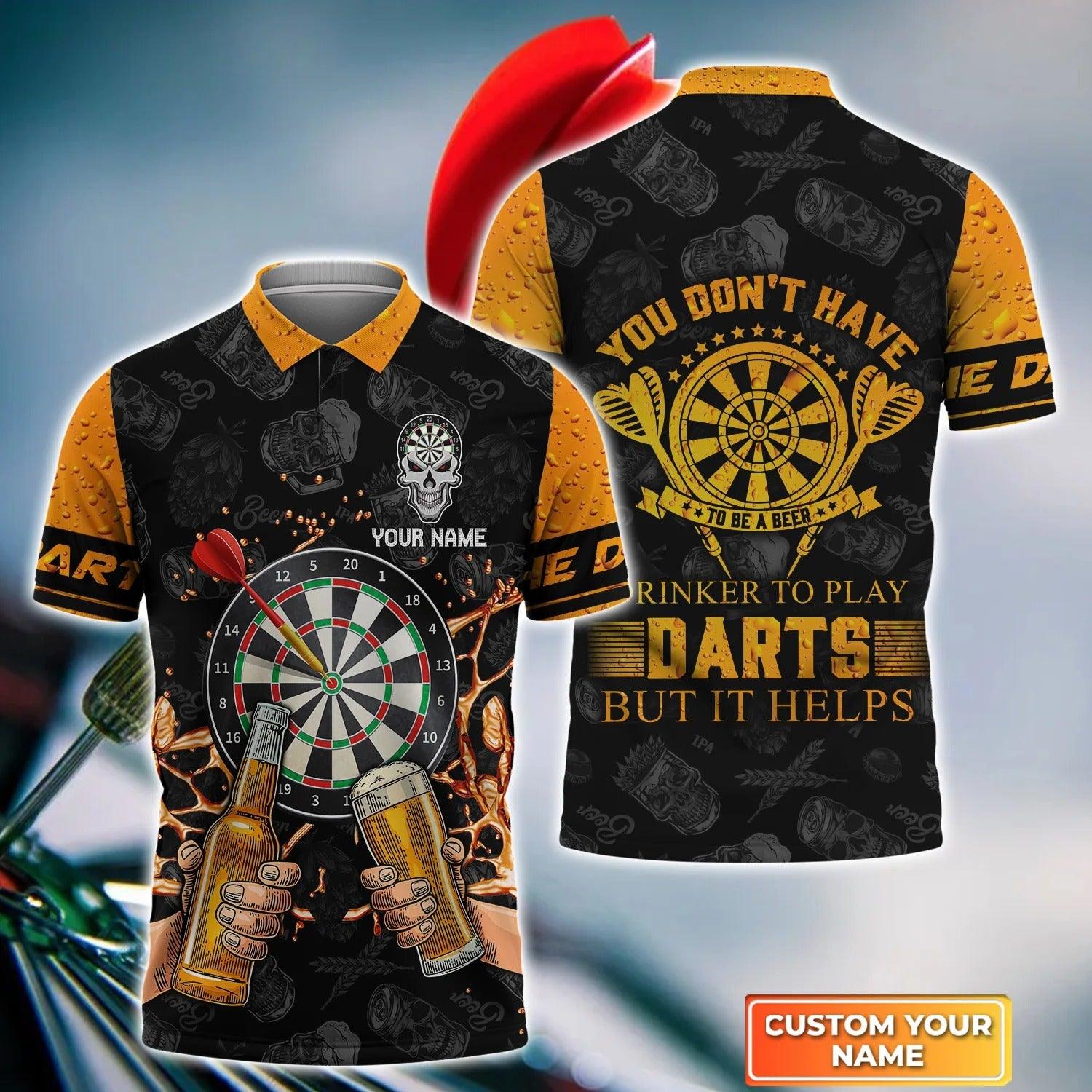 Personalised Darts Polo Shirts, Darts And Beer Polo Shirt, Darts But It Helps Custom Name Men Polo Shirt - Perfect Gift For Men, Darts Player - Image 2