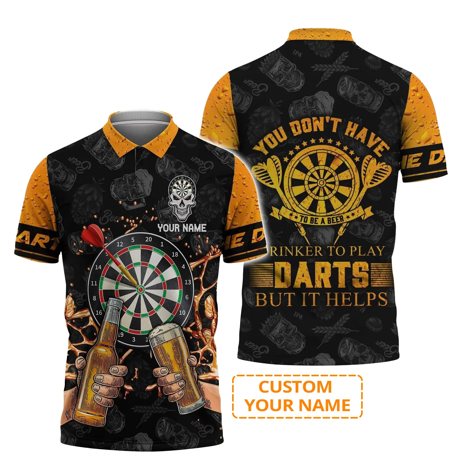 Personalised Darts Polo Shirts, Darts And Beer Polo Shirt, Darts But It Helps Custom Name Men Polo Shirt - Perfect Gift For Men, Darts Player - Image 3