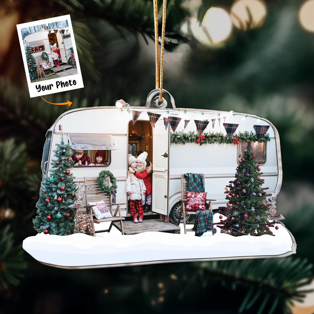Personalized Acrylic Camping Photo Ornament, Custom Camping Trip Photo Acrylic Ornament For Christmas, Perfect Gift For Family & Friends - Image 3