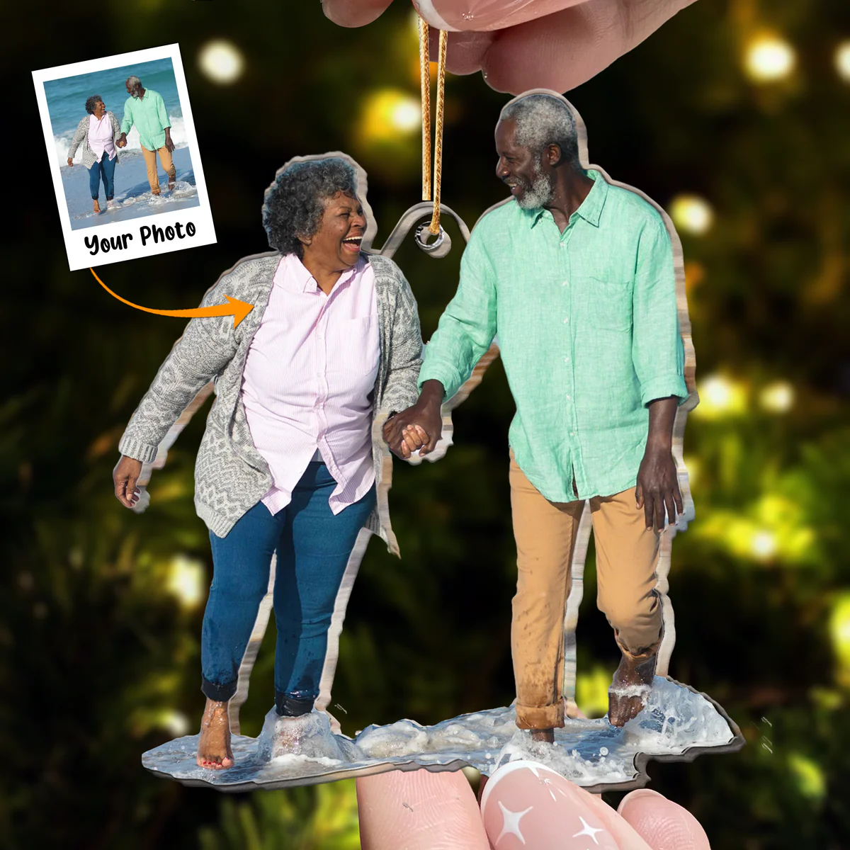 Personalized Acrylic Couple Photo Ornament, Custom Memories Of Grandparents, Parents Photo Acrylic Ornament For Christmas, Best Gift For Family - Image 3