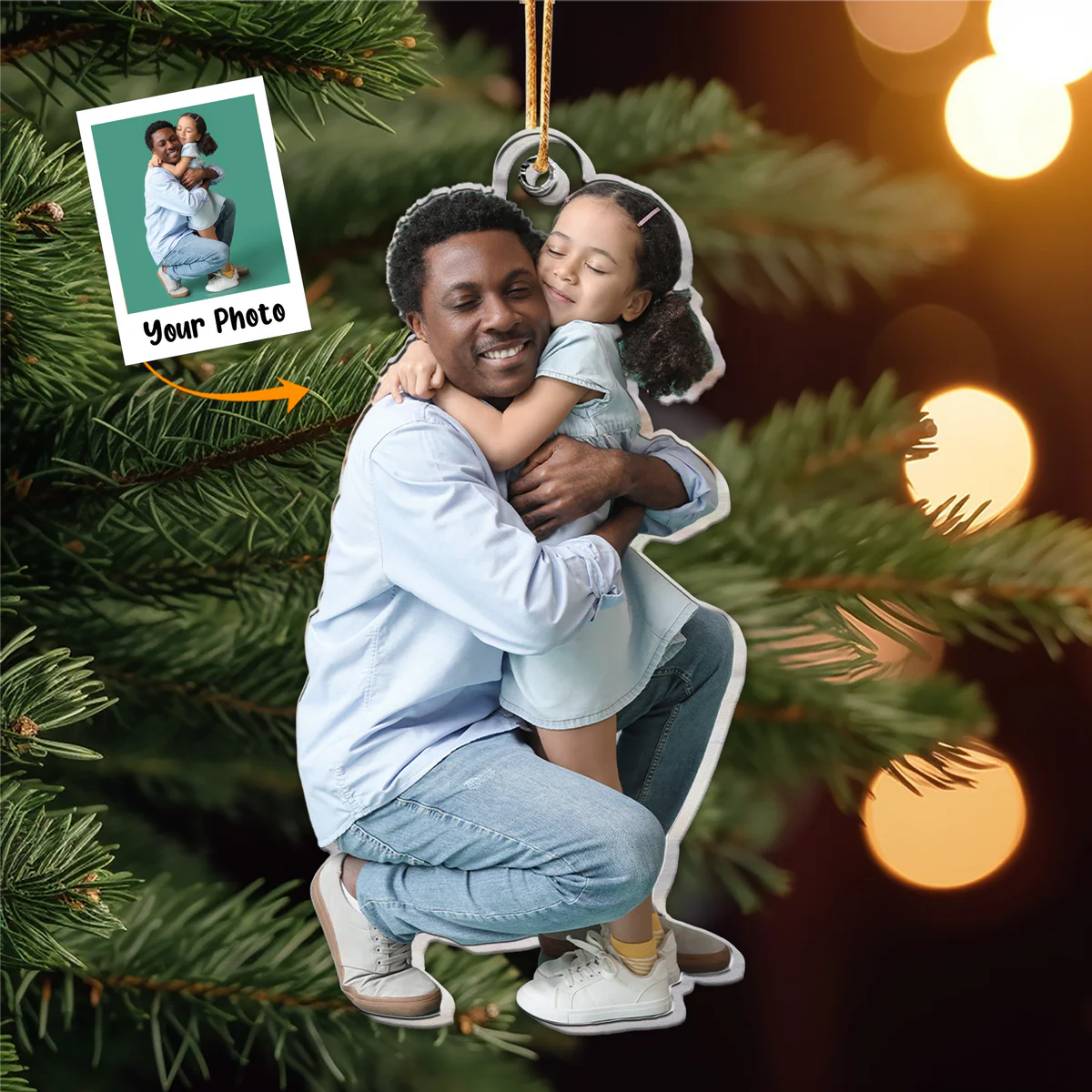 Personalized Acrylic Dad Photo Ornament, Custom Lovely Dad & Kids Acrylic Ornament For Christmas, Best Gift For Family Member, Christmas - Image 2