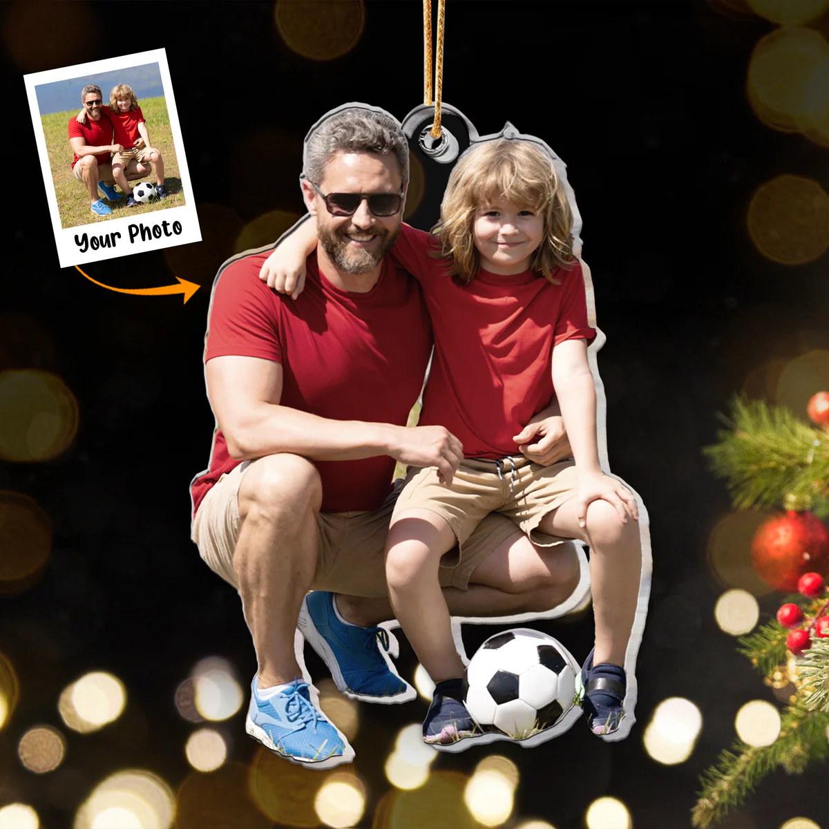 Personalized Acrylic Dad Photo Ornament, Custom Lovely Dad & Kids Acrylic Ornament For Christmas, Best Gift For Family Member, Christmas - Image 3