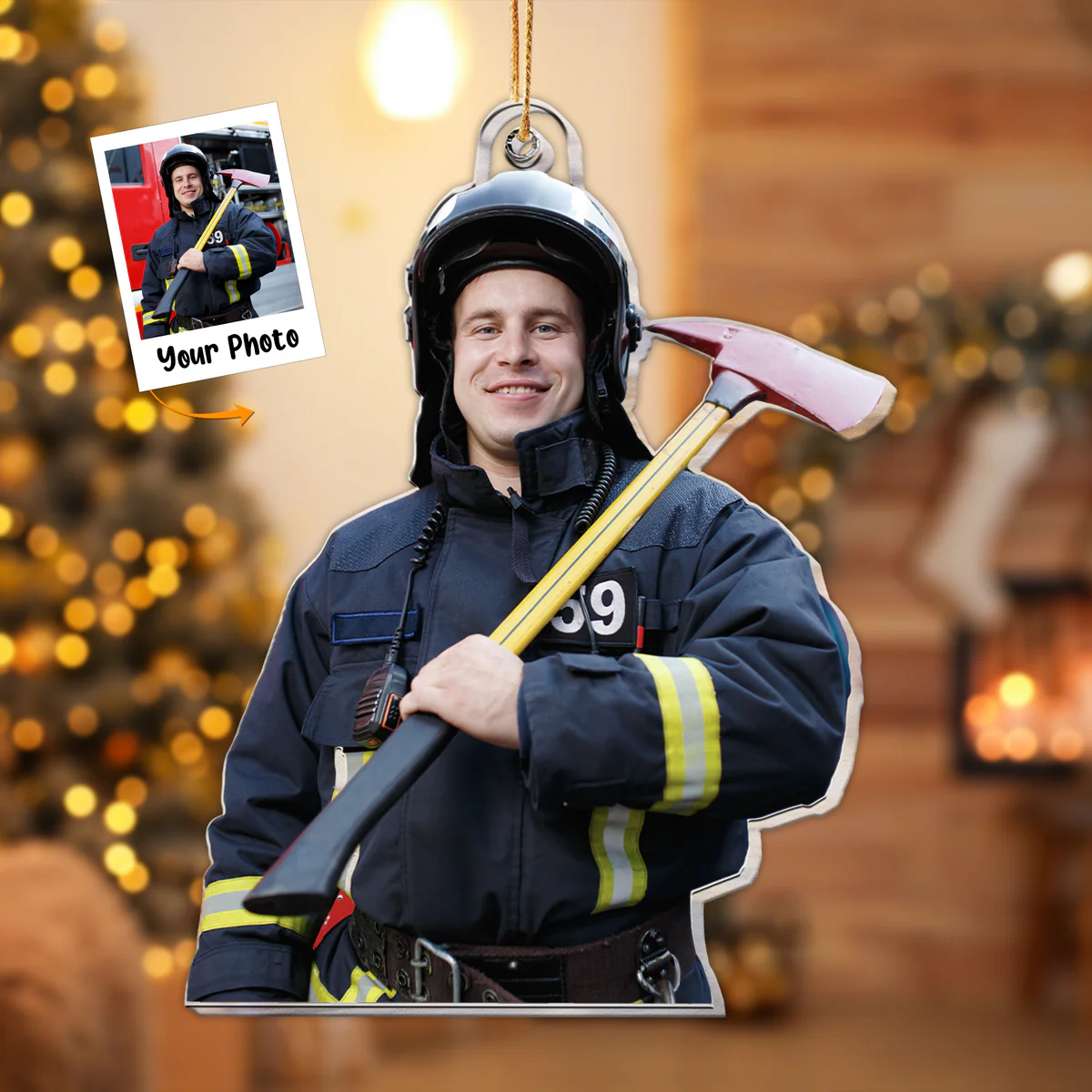 Personalized Acrylic Firefighter Photo Ornament, Firefighter Photo Acrylic Ornament For Christmas, Best Ornament For Christmas, Firefighter, Family - Image 3