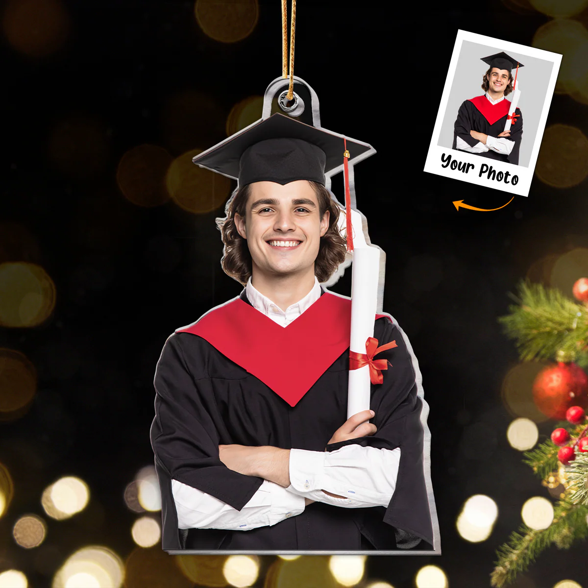Personalized Acrylic Graduation Photo Ornament, Custom Graduation Photo Acrylic Ornament For Christmas, Best Ornament For Christmas, Family Member - Image 2