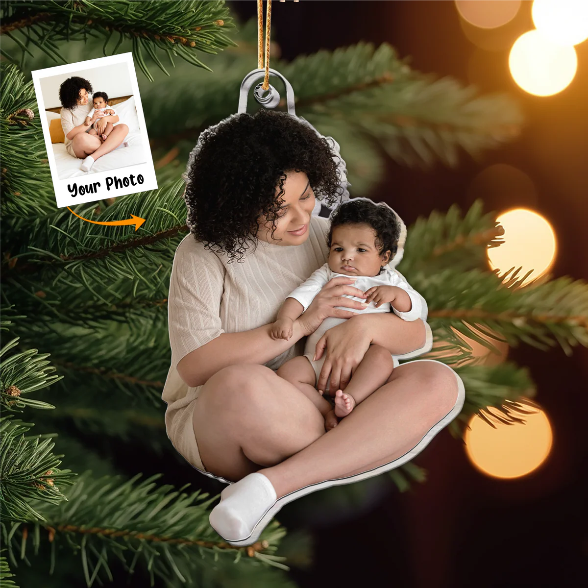 Personalized Acrylic Mom & Infant Photo Ornament, Custom Mother And Her Newborn Baby Photo Acrylic Ornament For Christmas, Best Gift For New Mom, Christmas - Image 3