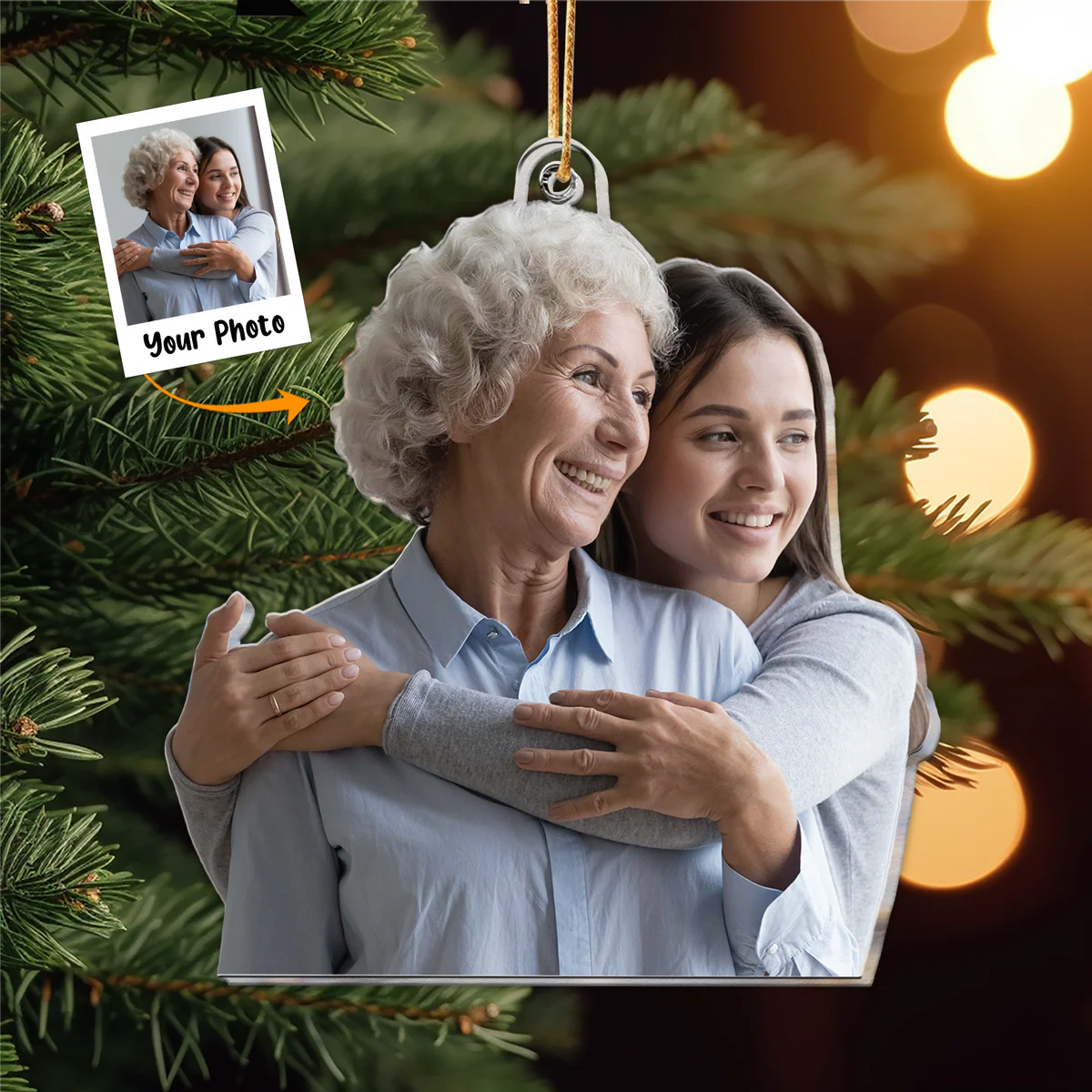 Personalized Acrylic Mom Photo Ornament, Custom Mom & Daughter Photo Acrylic Ornament For Christmas, Best Gift For Christmas, Mother And Her Children - Image 2