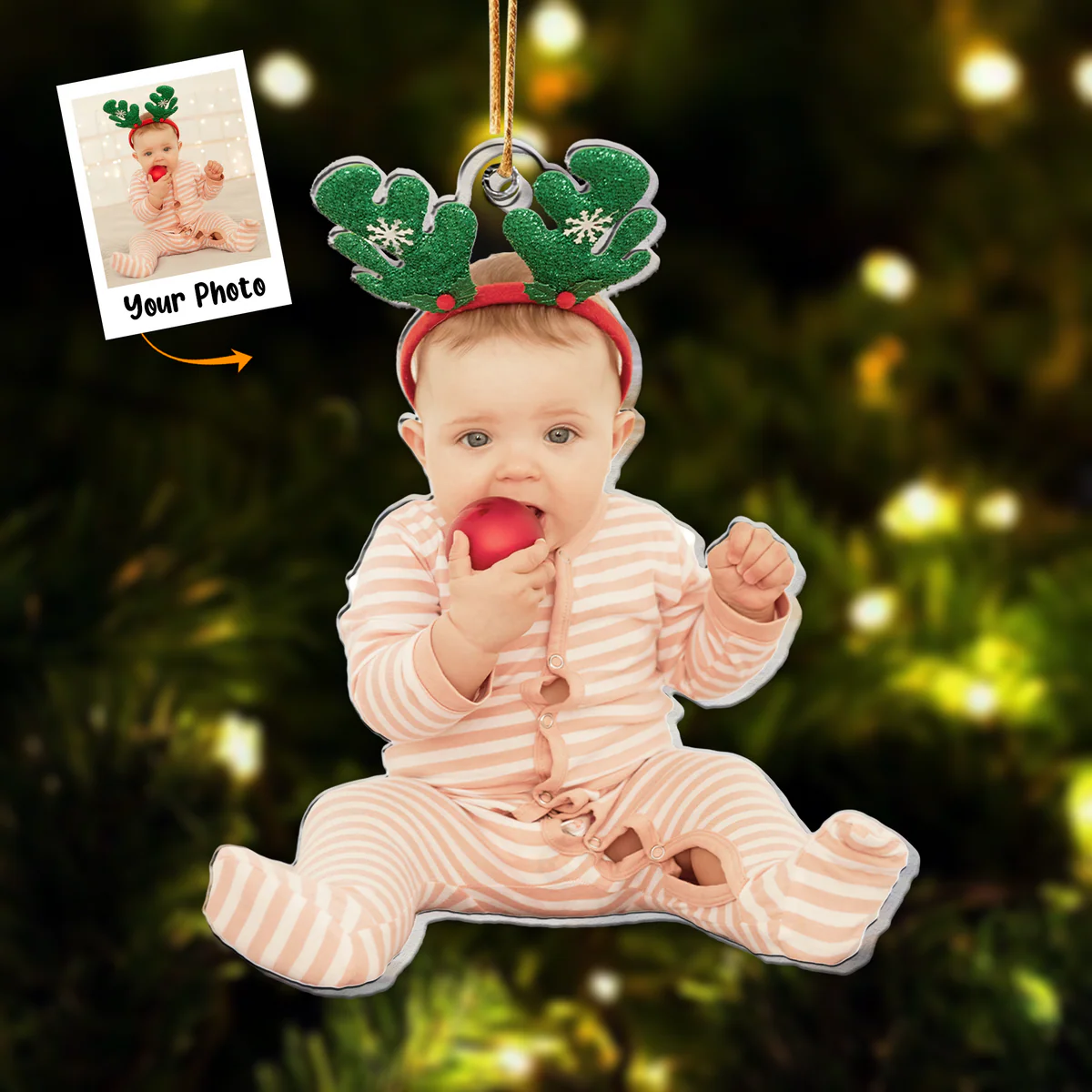 Personalized Acrylic Newborn Baby Photo Ornament, Custom Cute Newborn Baby Photo Acrylic Ornament For Christmas, Perfect Gift For Parents, Family, Christmas - Image 3