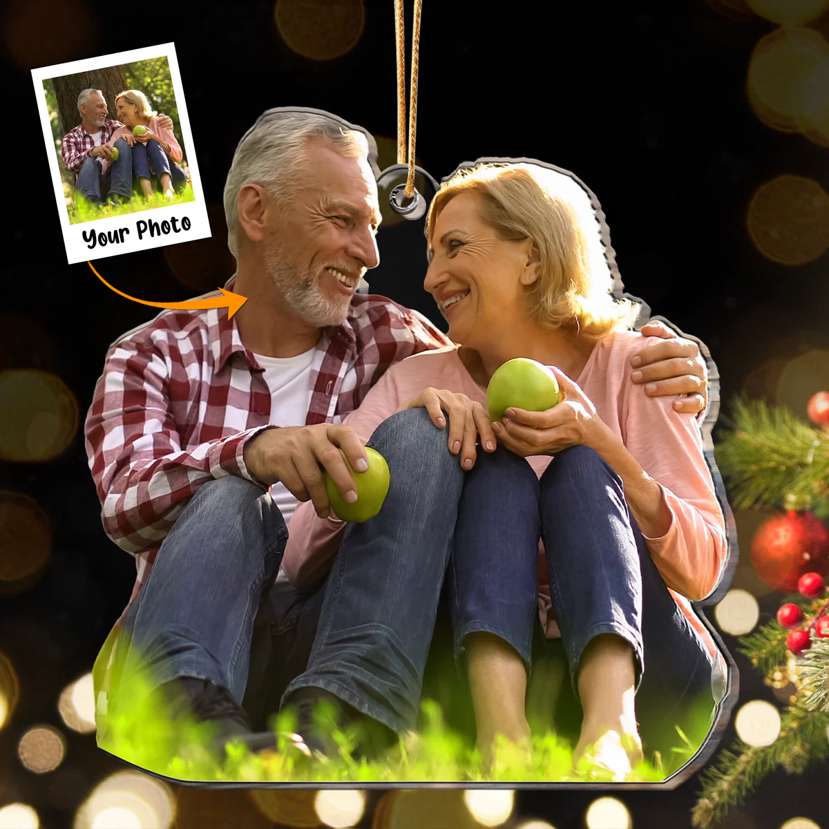 Personalized Acrylic Old Couple Photo Ornament, Custom Great Memories Of Old Couple Photo Acrylic Ornament For Christmas, Best Gift For Family - Image 2