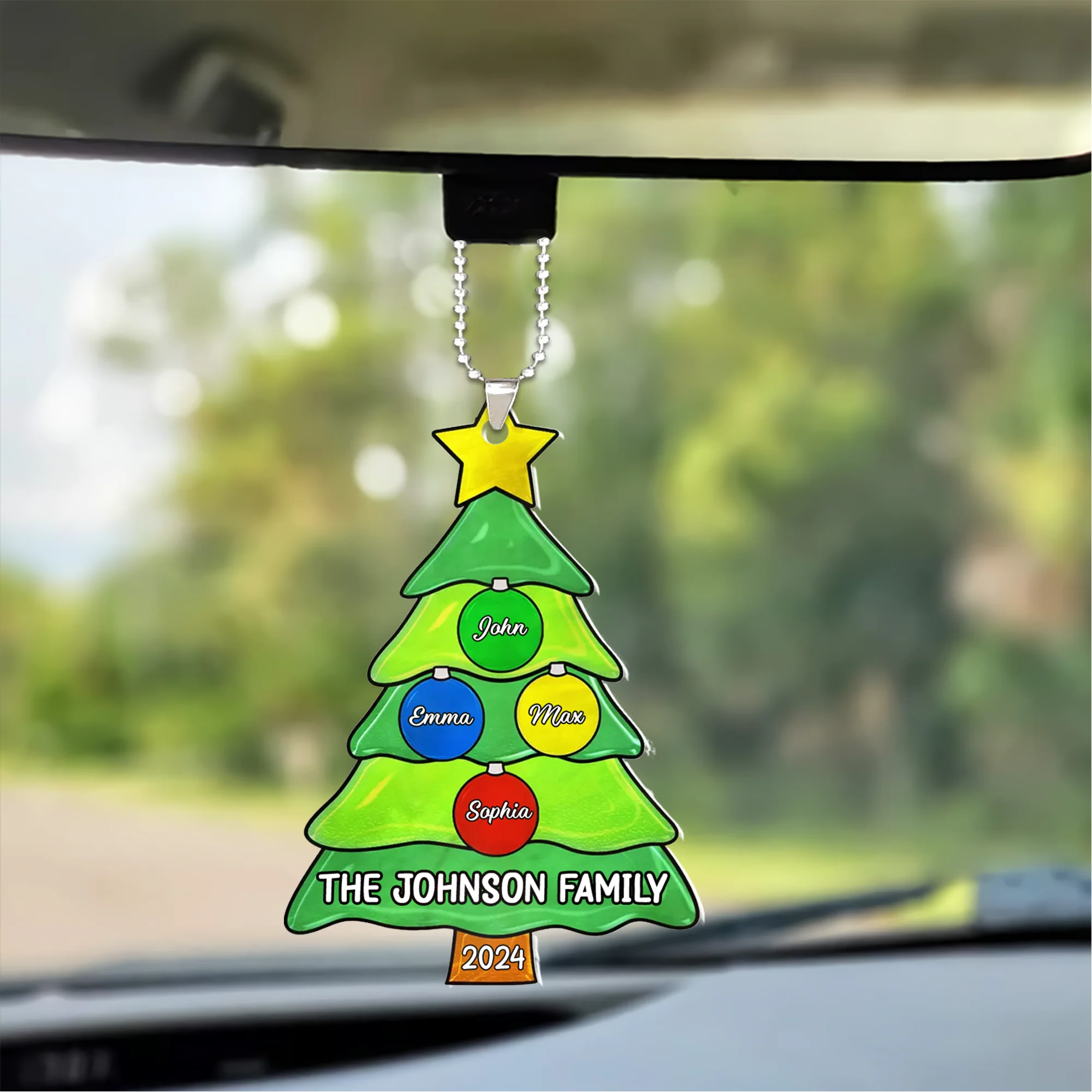 Personalized Acrylic Ornament Members Family Christmas Tree with Jingle Bells, Perfect Christmas Decorations For Family - Image 3