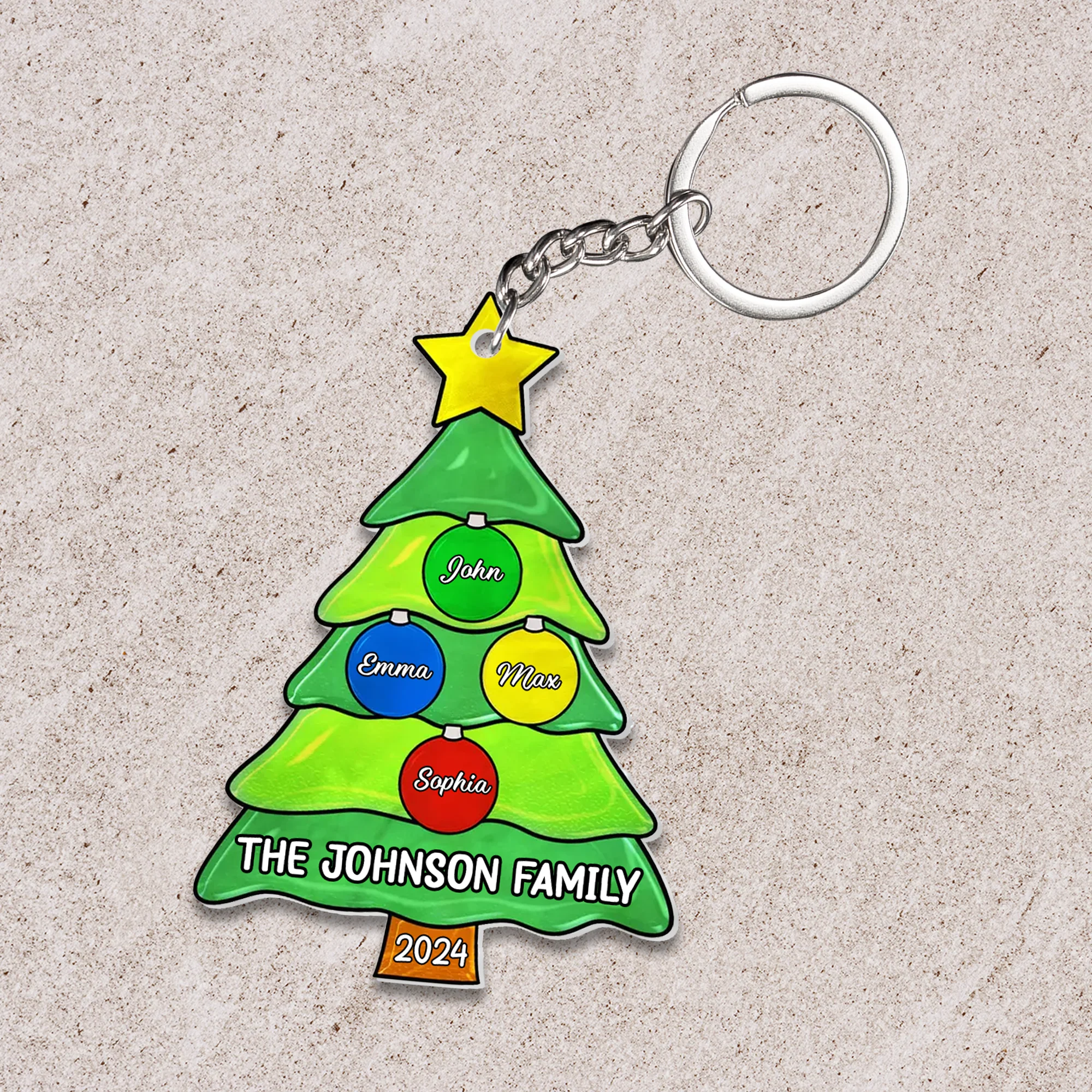 Personalized Acrylic Ornament Members Family Christmas Tree with Jingle Bells, Perfect Christmas Decorations For Family - Image 4