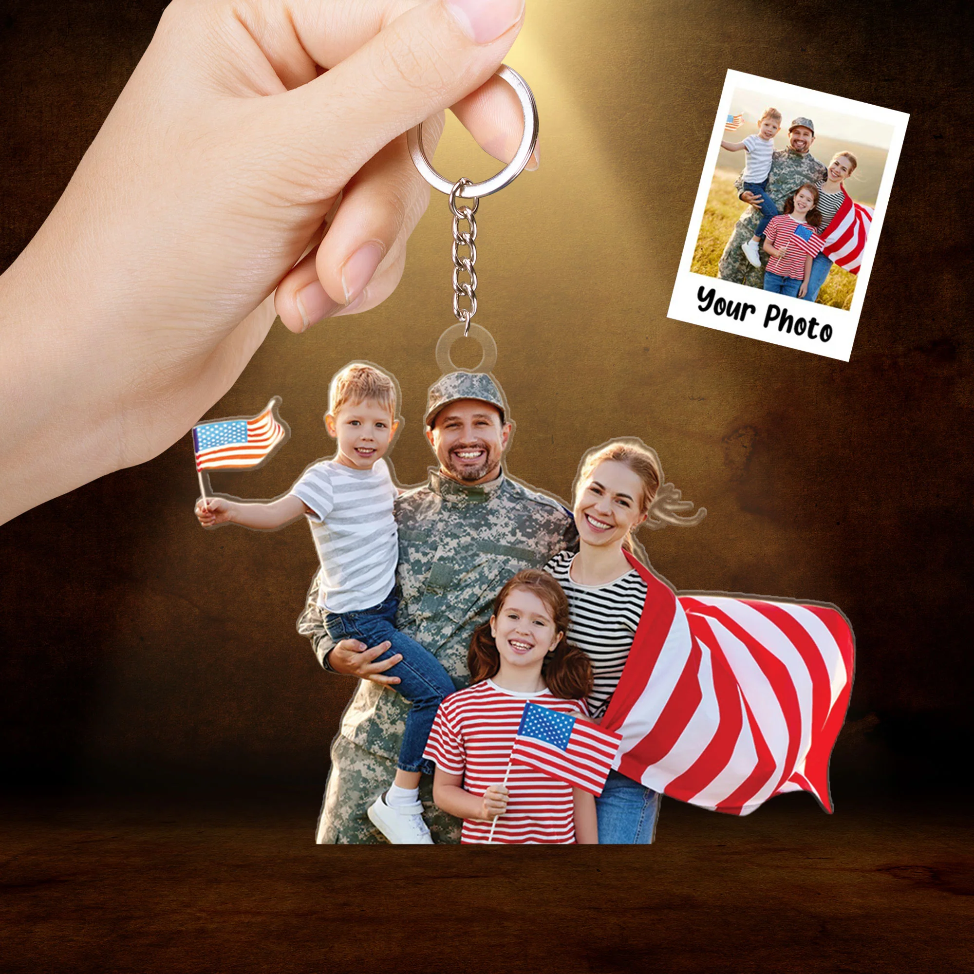 Personalized Acrylic Photo Keychain, Custom Your Family Photo Acrylic Keychain, Best Christmas Gift For Military Families - Image 2