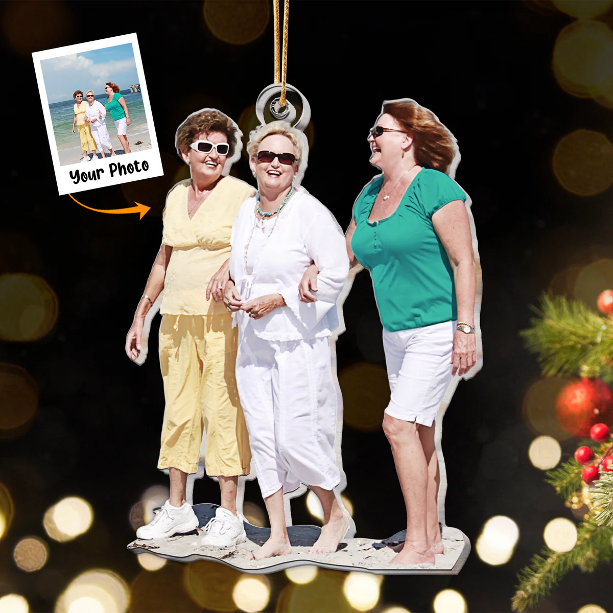 Personalized Acrylic Photo Ornament, Custom Photo Acrylic Ornament For Women's Friend Group, Best Ornament For Christmas, Sister Best Friend - Image 2