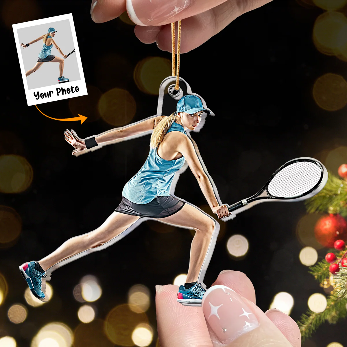 Personalized Acrylic Tennis Photo Ornament, Custom Your Great Memories Of Tennis Photo Acrylic Ornament For Christmas, Best Gift For Tennis Lovers - Image 2