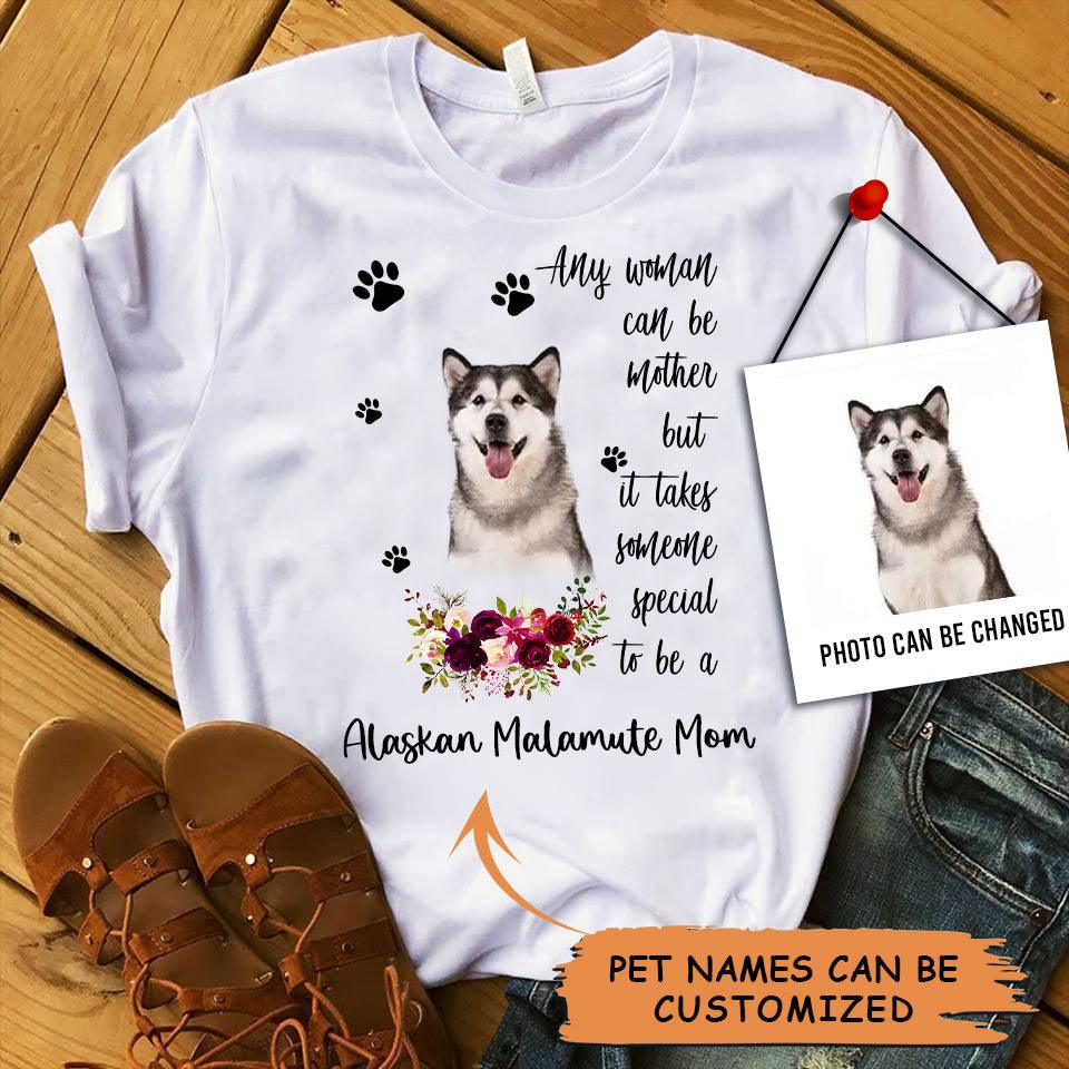 Personalized Alaskan Malamute Mom T Shirts, Happy Mother's Day From Alaskan Malamute For Humans, Women's Alaskan Malamute T Shirts