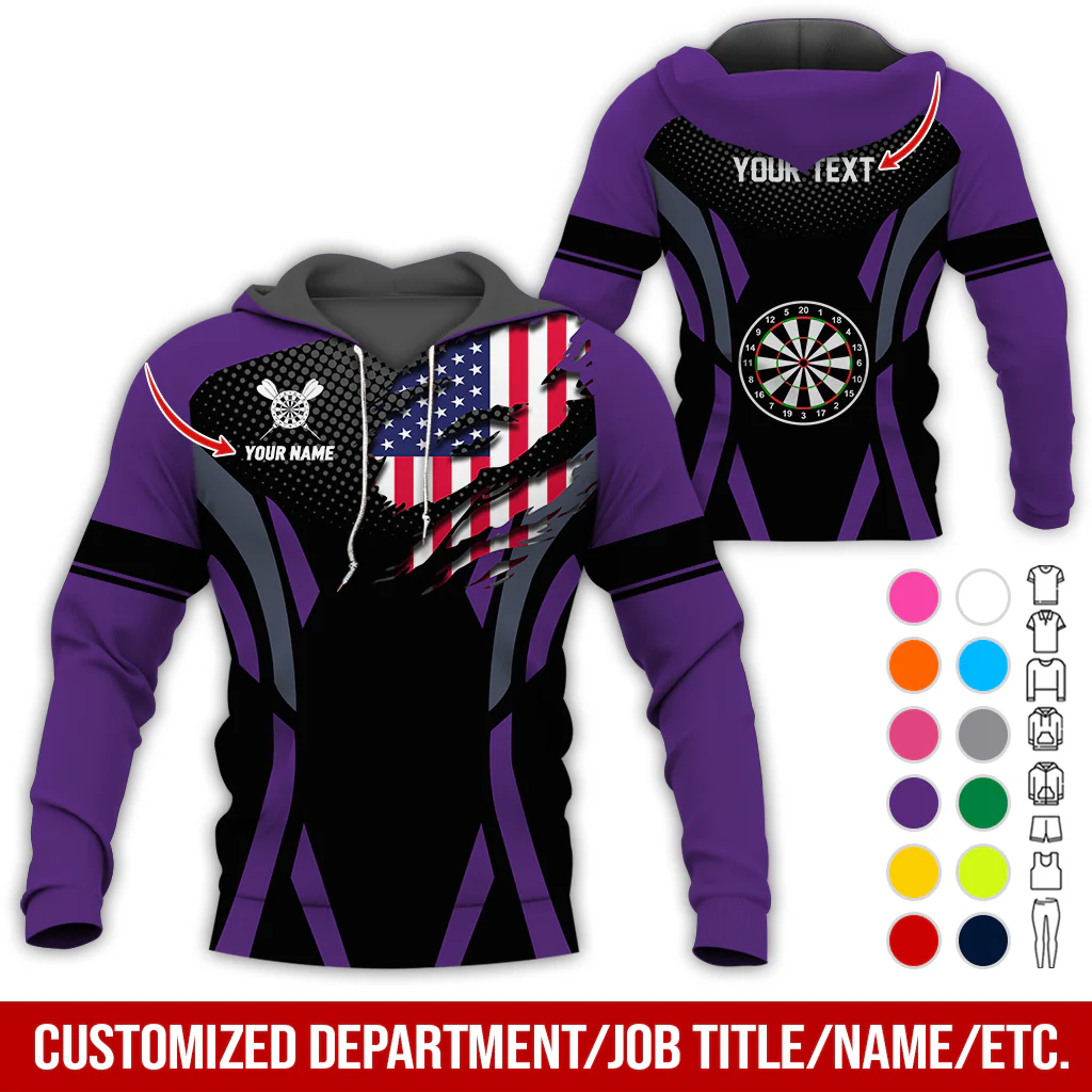 Personalized American Flag Darts Premium Hoodie, Custom Name & Text Darts Hoodie, Perfect Gift For Darts Lovers, Friend, Family - Image 10