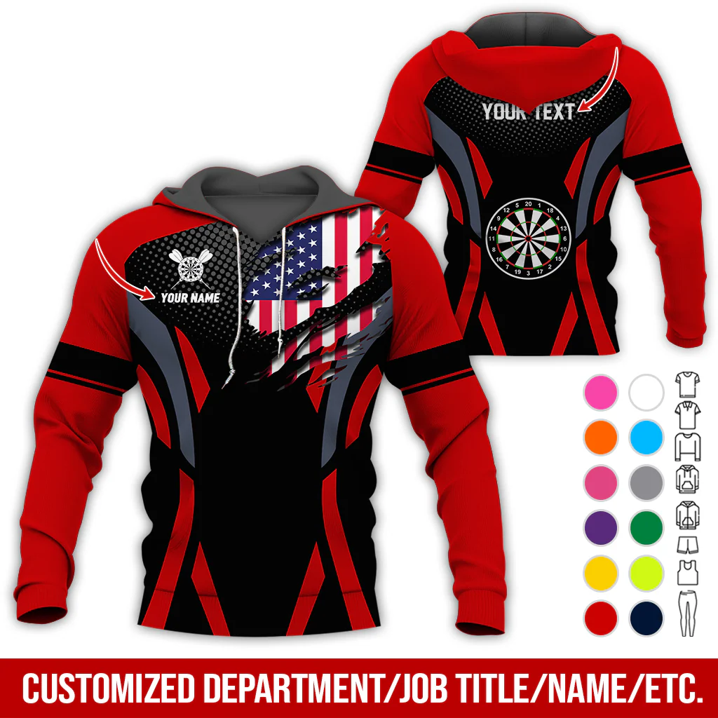 Personalized American Flag Darts Premium Hoodie, Custom Name & Text Darts Hoodie, Perfect Gift For Darts Lovers, Friend, Family - Image 11