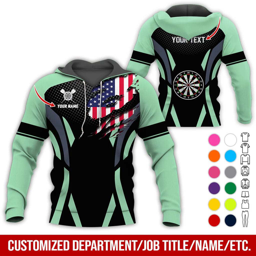 Personalized American Flag Darts Premium Hoodie, Custom Name & Text Darts Hoodie, Perfect Gift For Darts Lovers, Friend, Family - Image 12