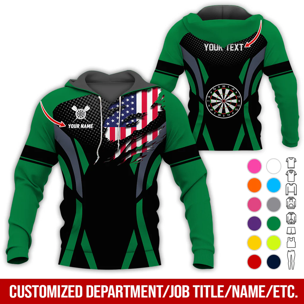 Personalized American Flag Darts Premium Hoodie, Custom Name & Text Darts Hoodie, Perfect Gift For Darts Lovers, Friend, Family - Image 4