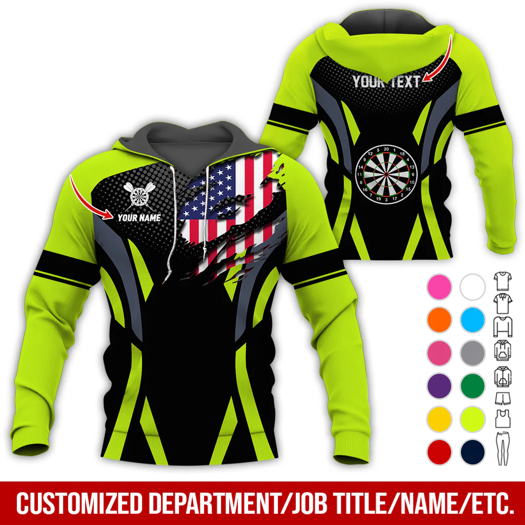 Personalized American Flag Darts Premium Hoodie, Custom Name & Text Darts Hoodie, Perfect Gift For Darts Lovers, Friend, Family - Image 5