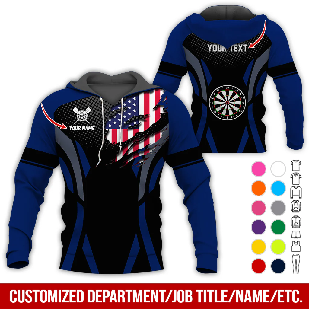 Personalized American Flag Darts Premium Hoodie, Custom Name & Text Darts Hoodie, Perfect Gift For Darts Lovers, Friend, Family - Image 6