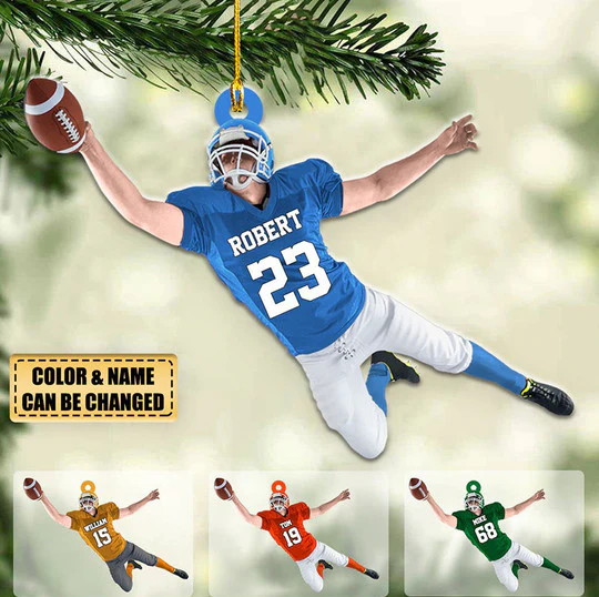 Personalized American Football Acrylic Ornament, Gift For Football Players, Football Christmas Ornament - Image 2