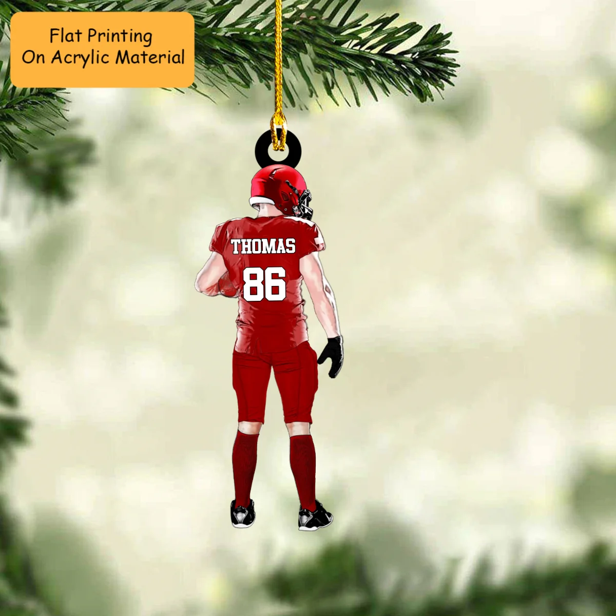Personalized American Football Back View Player Hold Ball Acrylic Ornament, Ornament Gifts For Son, Grandson, Football Lovers - Image 3