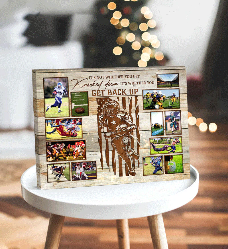 Personalized American Football Player Landscape Canvas - Get Back Up, Custom Photo, Canvas For Friend, Family, Football Lover - Image 3