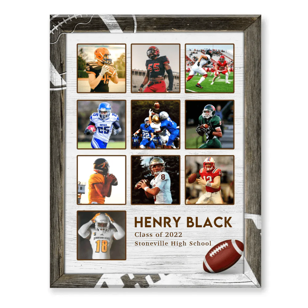 Personalized American Football Player Portrait Canvas - Custom Photo, Name, Class Name, School Name Canvas For Friend, Family, American Football Lover - Image 6