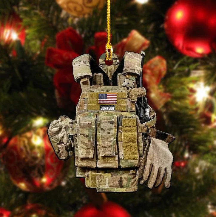 Personalized Army Military Uniform Acrylic Ornament, Custom Name Shape Ornament For Army - Image 4