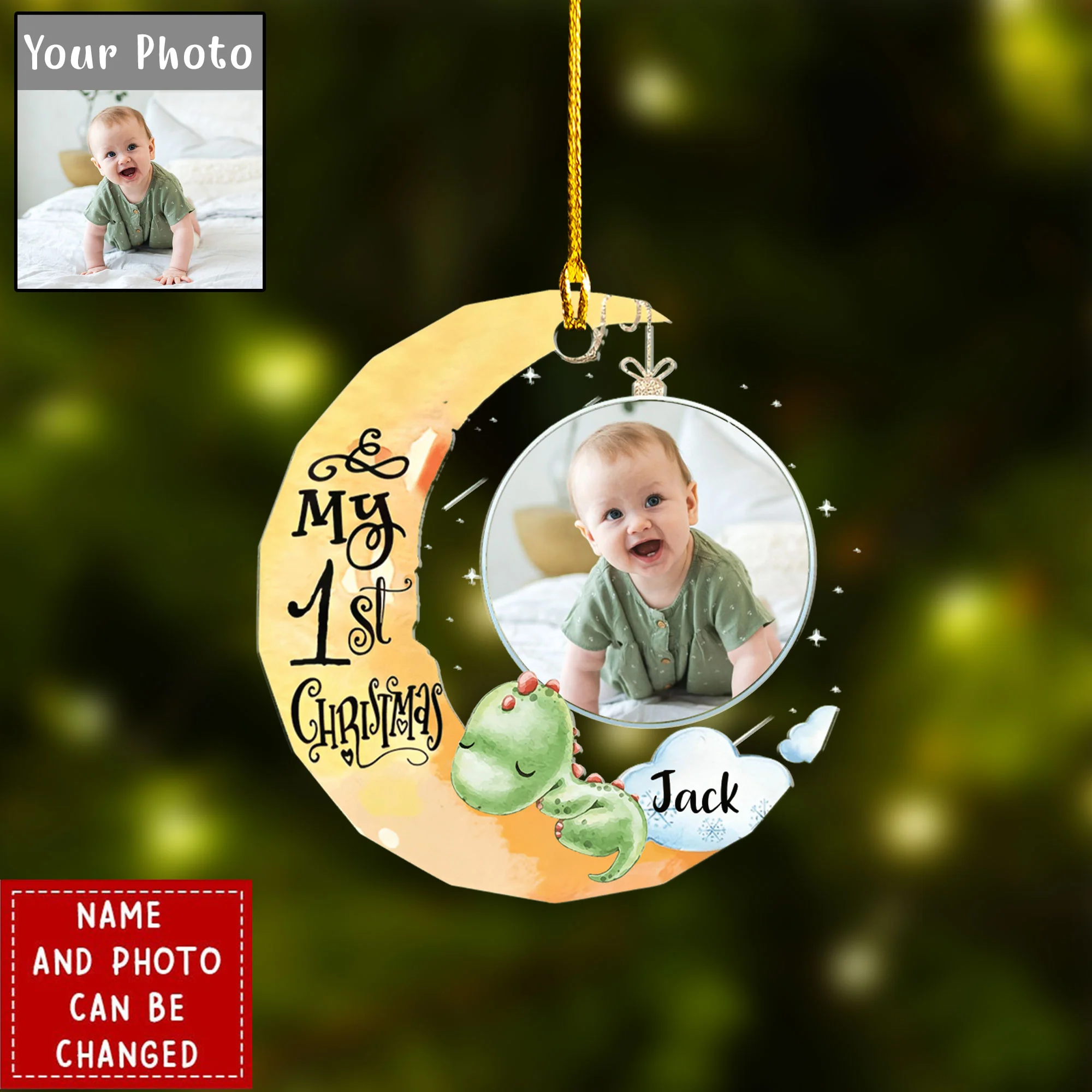 Personalized Baby's First Christmas Custom Photo Acrylic Ornament - Christmas Gift For Baby Kids, Newborn Baby - Image 3