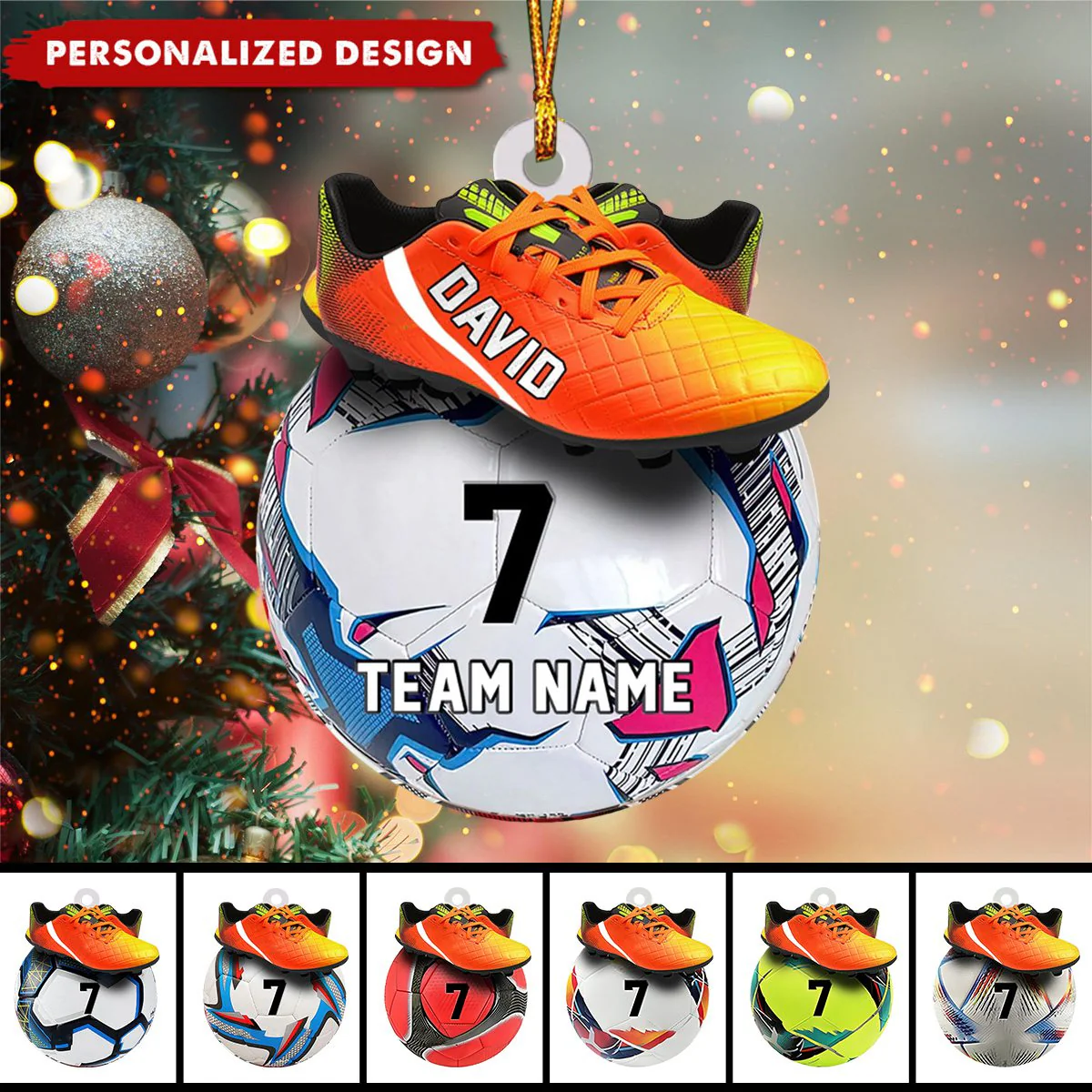 Personalized Ball And Shoes Soccer Flat Acrylic Ornament, Christmas Ornament Gifts For Son, Grandson, Soccer Players - Image 2