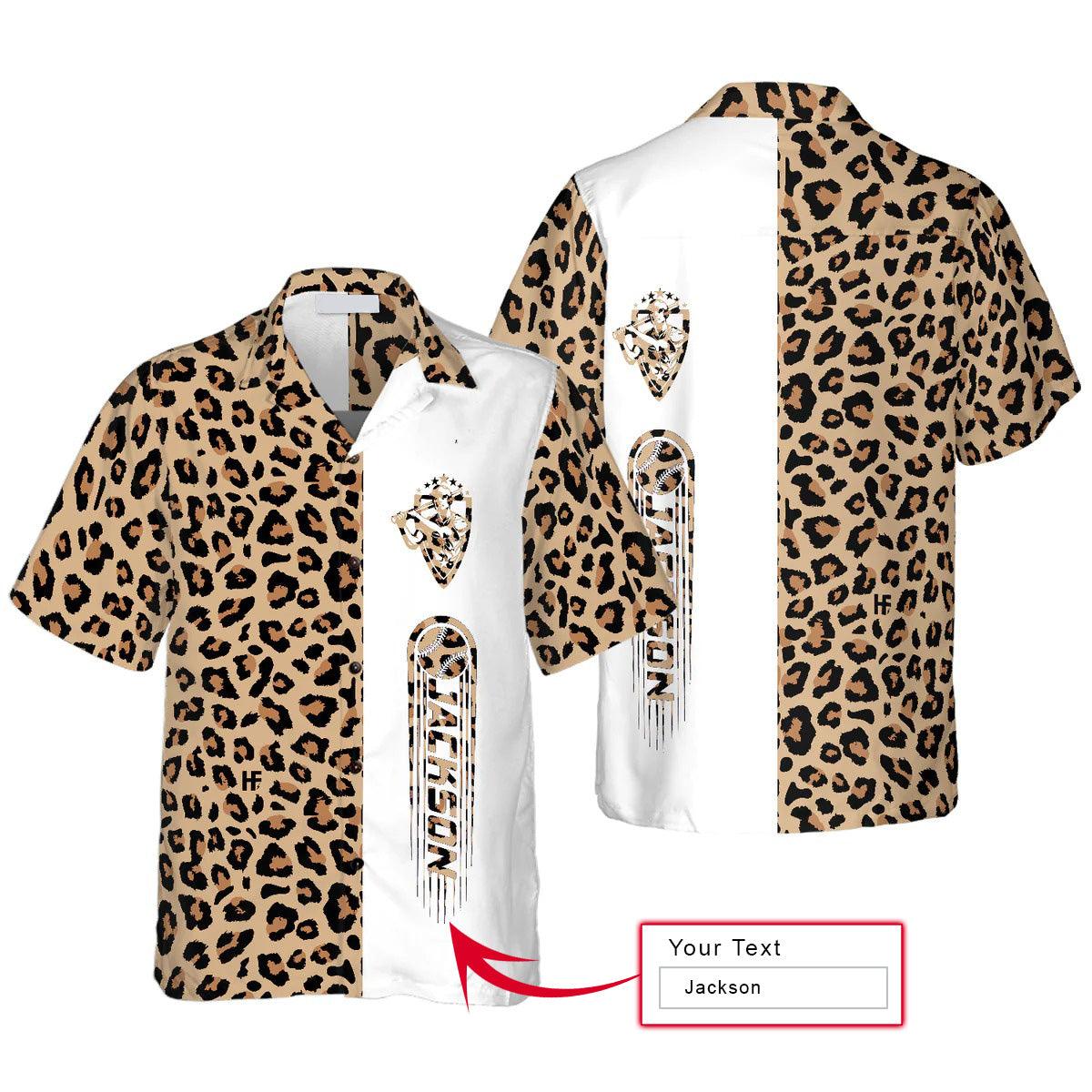 Personalized Baseball Aloha Hawaiian Shirt, Baseball Leopard Pattern Custom Aloha Shirt - Perfect Gift For Men, Women, Baseball Lover, Friend, Family