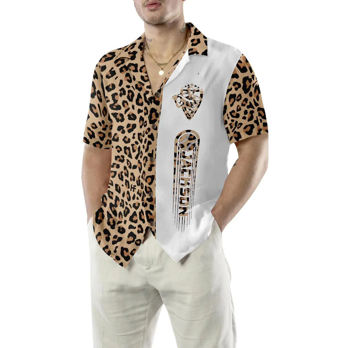 Personalized Baseball Aloha Hawaiian Shirt, Baseball Leopard Pattern Custom Aloha Shirt - Perfect Gift For Men, Women, Baseball Lover, Friend, Family - Image 5
