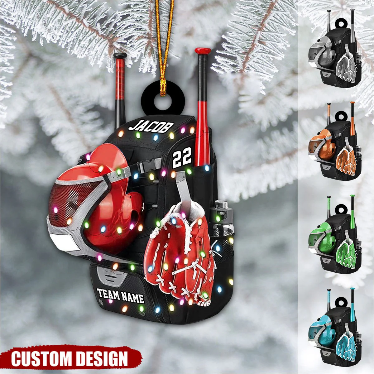 Personalized Baseball Bag With Helmet & Gloves Flat Acrylic Ornament, Ornament Gift For Son, Daughter, Baseball Player - Image 3
