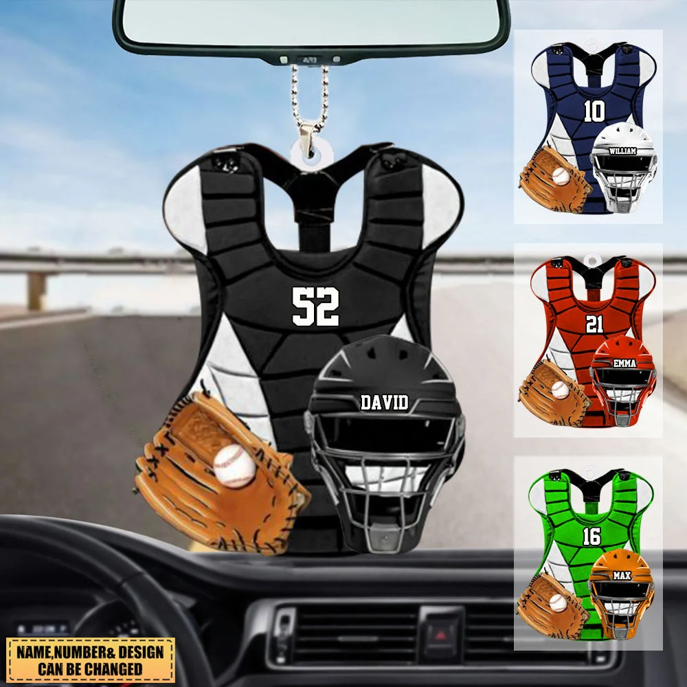 Personalized Baseball Catcher Chest Protector And Helmet Christmas Acrylic Car Ornament Gift For Baseball Lovers - Gift For Baseball Fans - Image 2