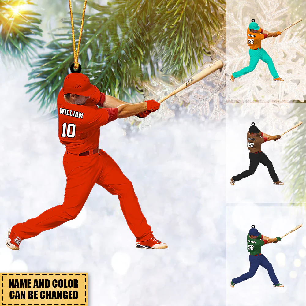Personalized Baseball Player Christmas Acrylic Ornament Gift For Baseball Lovers - Gift For Baseball Fans, Christmas Decor - Image 2