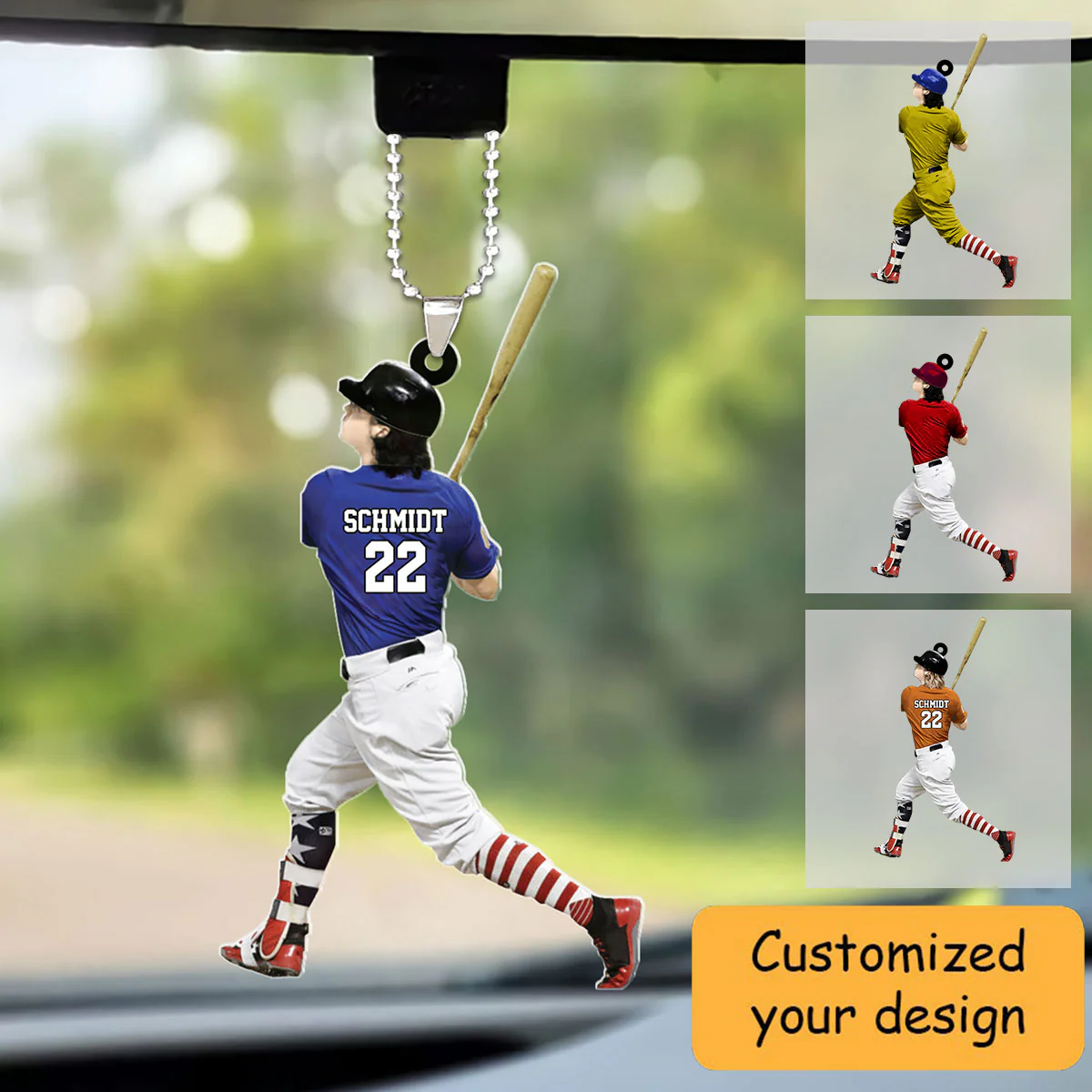 Personalized Baseball Player Christmas Car Ornament - Great Gift Idea For Baseball Lovers - Image 2