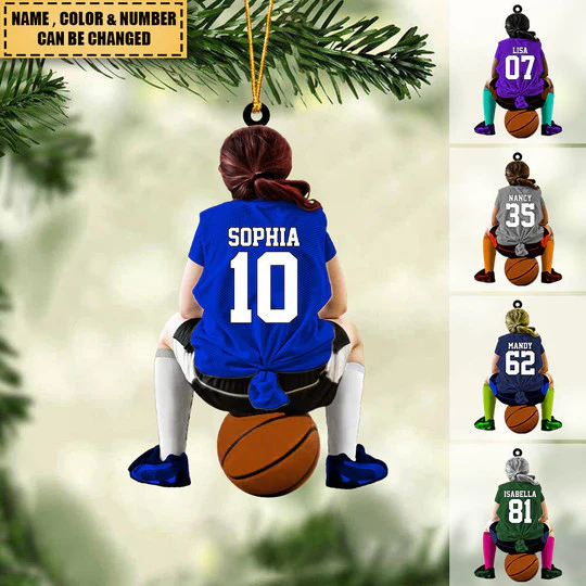 Personalized Basketball Female, Basketball Girl Acrylic Christmas Ornament - Gift For Basketball Team, Basketball Lovers - Image 2