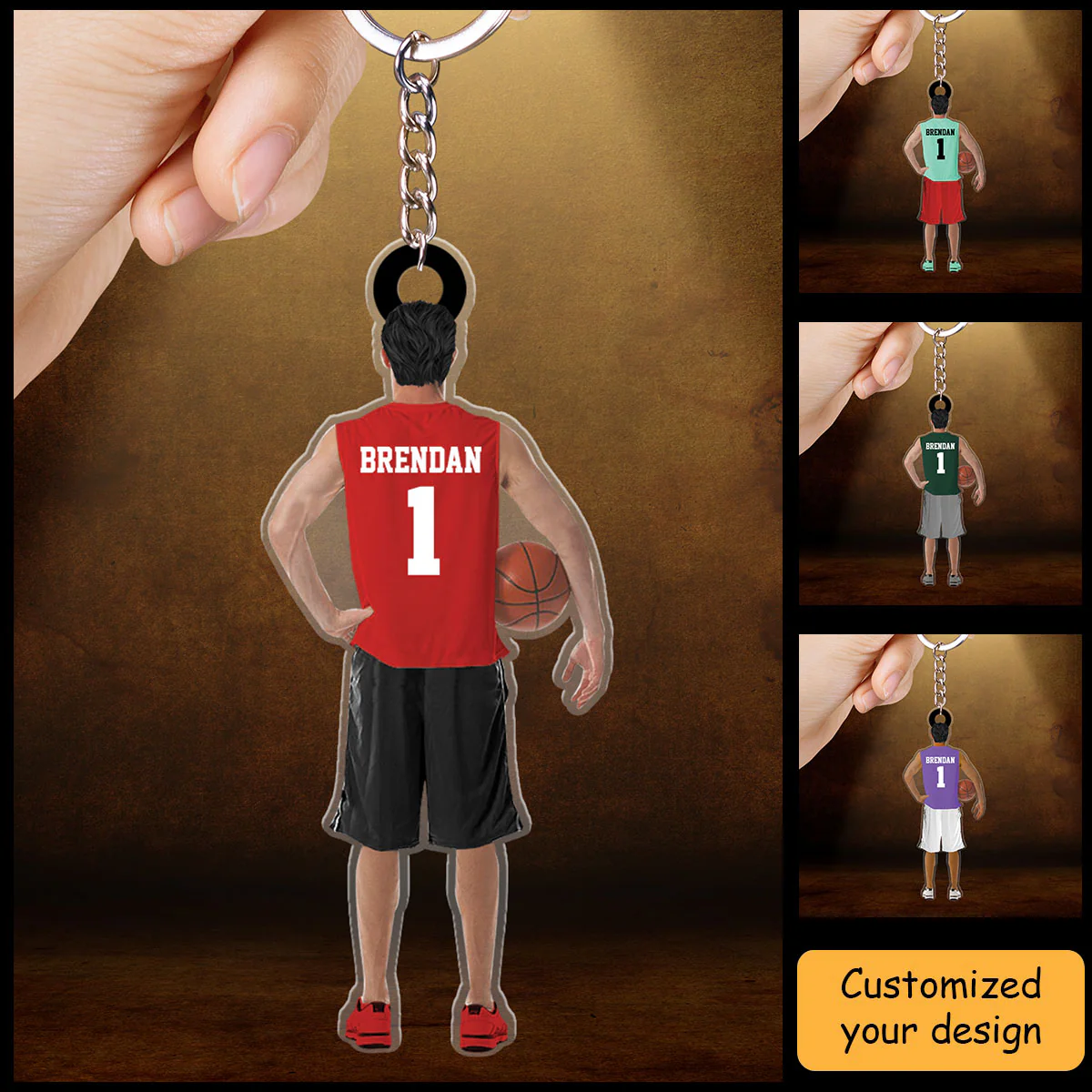 Personalized Basketball Man, Basketball Boy Holding Christmas Acrylic Keychain, Basketball Team Gift For Basketball Lovers - Image 2