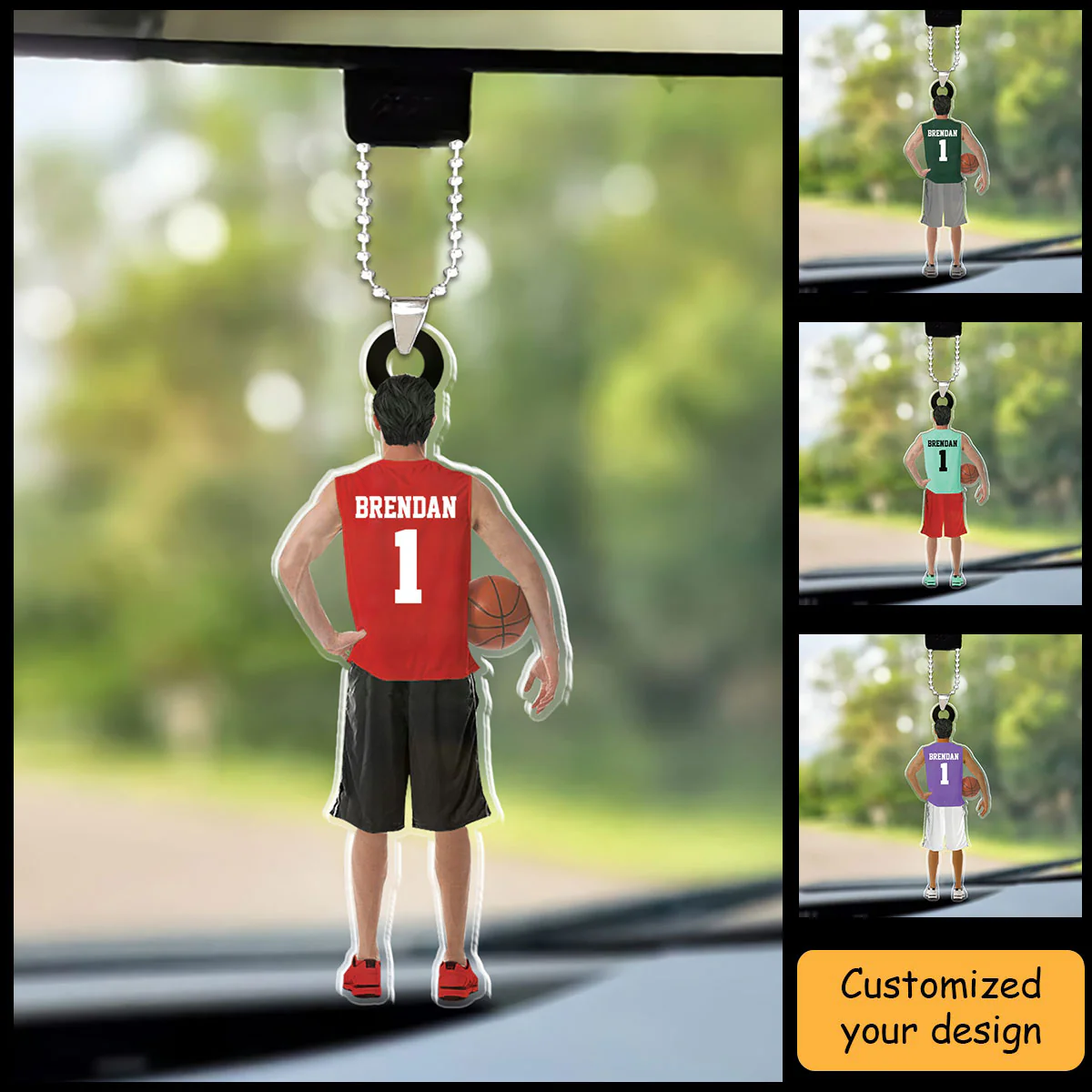 Personalized Basketball Man, Basketball Boy Holding Christmas Car Ornament, Basketball Team Gift For Basketball Lovers