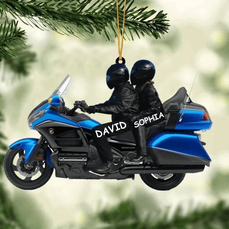 Personalized Biker Couple Gold Wing Motorcycle Ornament, Custom Shape Acrylic Ornament - Great Ideas For Couple, Biker - Image 6