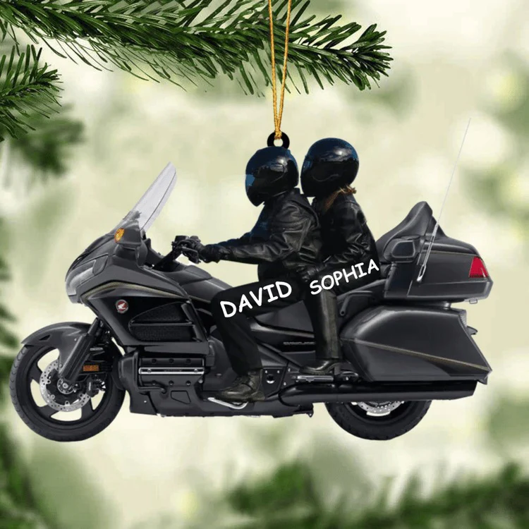 Personalized Biker Couple Gold Wing Motorcycle Ornament, Custom Shape Acrylic Ornament - Great Ideas For Couple, Biker - Image 8