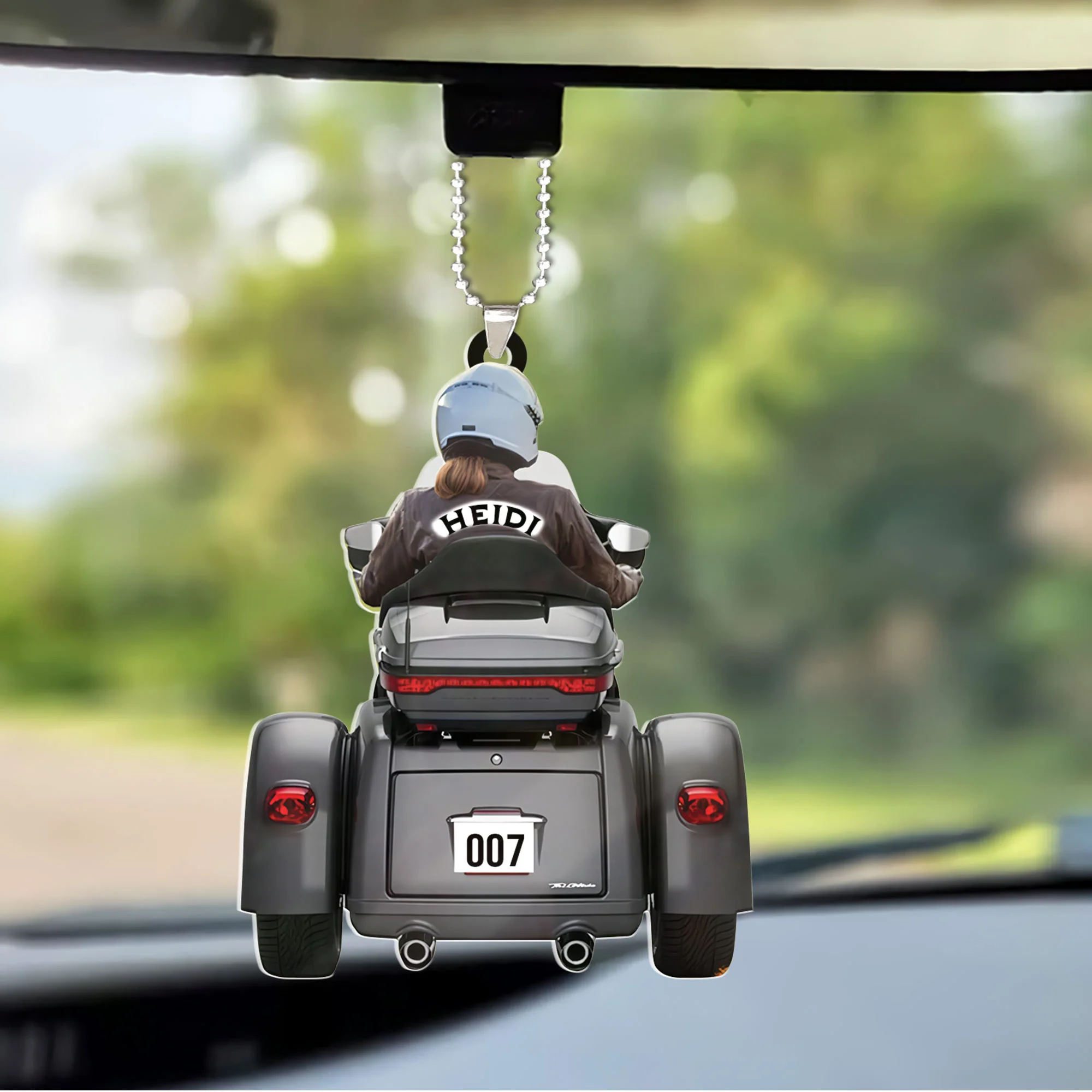 Personalized Biker Women Trike Tri Glide Motorcycle Woman Car Ornament - Custom Shape Car Ornament - Image 4