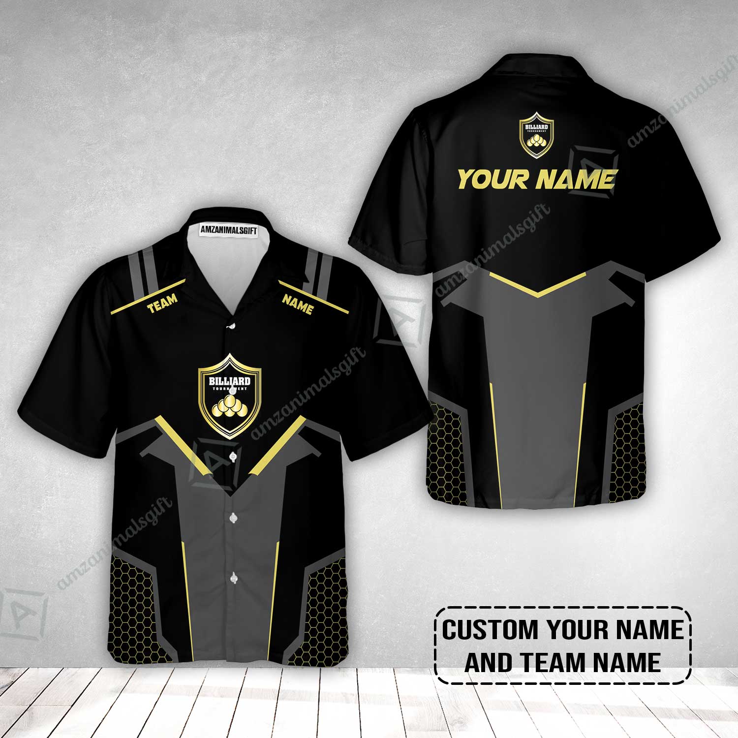Personalized Billiards Hawaiian Shirt, Golden Team Billiards Team Custom Hawaiian Shirt - Image 2