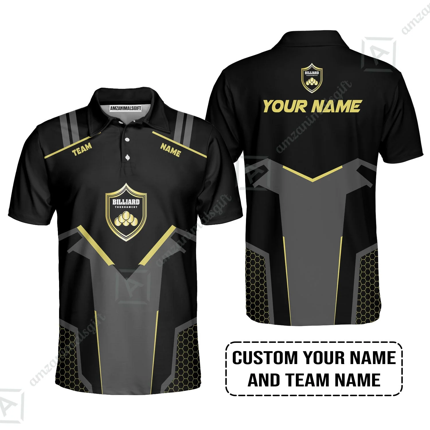 Personalized Billiards Long Polo Shirt, Golden Team Billiards Team Custom Shirt For Men - Image 3