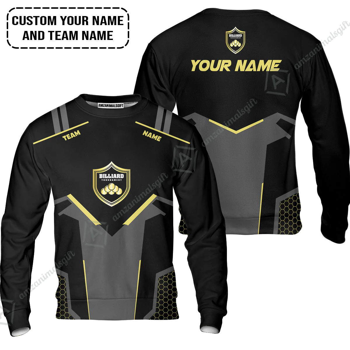 Personalized Billiards Long Polo Shirt, Golden Team Billiards Team Custom Shirt For Men - Image 5