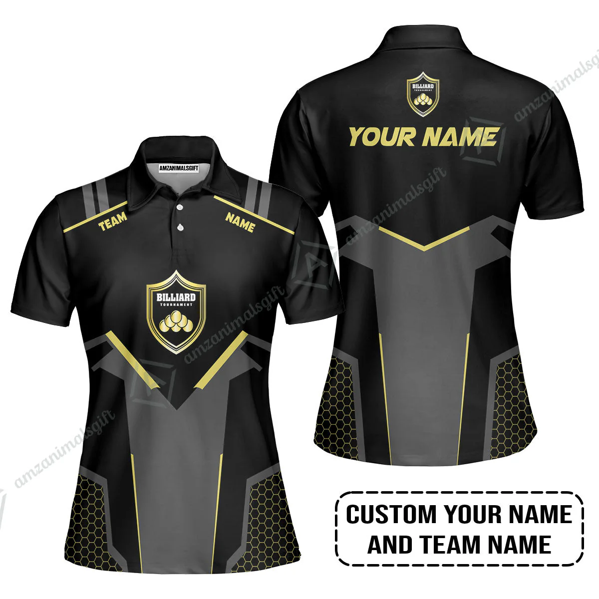 Personalized Billiards Long Polo Shirt, Golden Team Billiards Team Custom Shirt For Men - Image 6