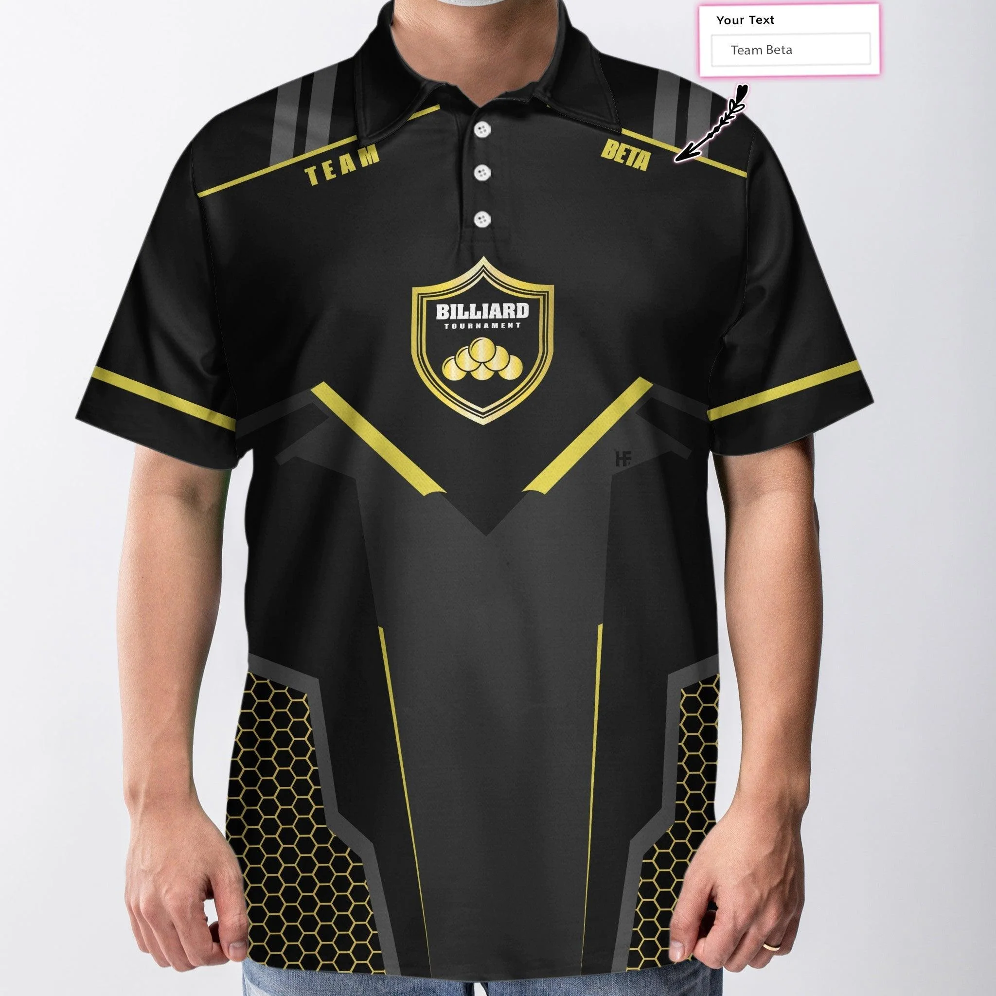 Personalized Billiards Men Polo Shirt, Golden Team Billiards Team Custom Shirt For Men, Best Custom Billiards Gift - Image 5