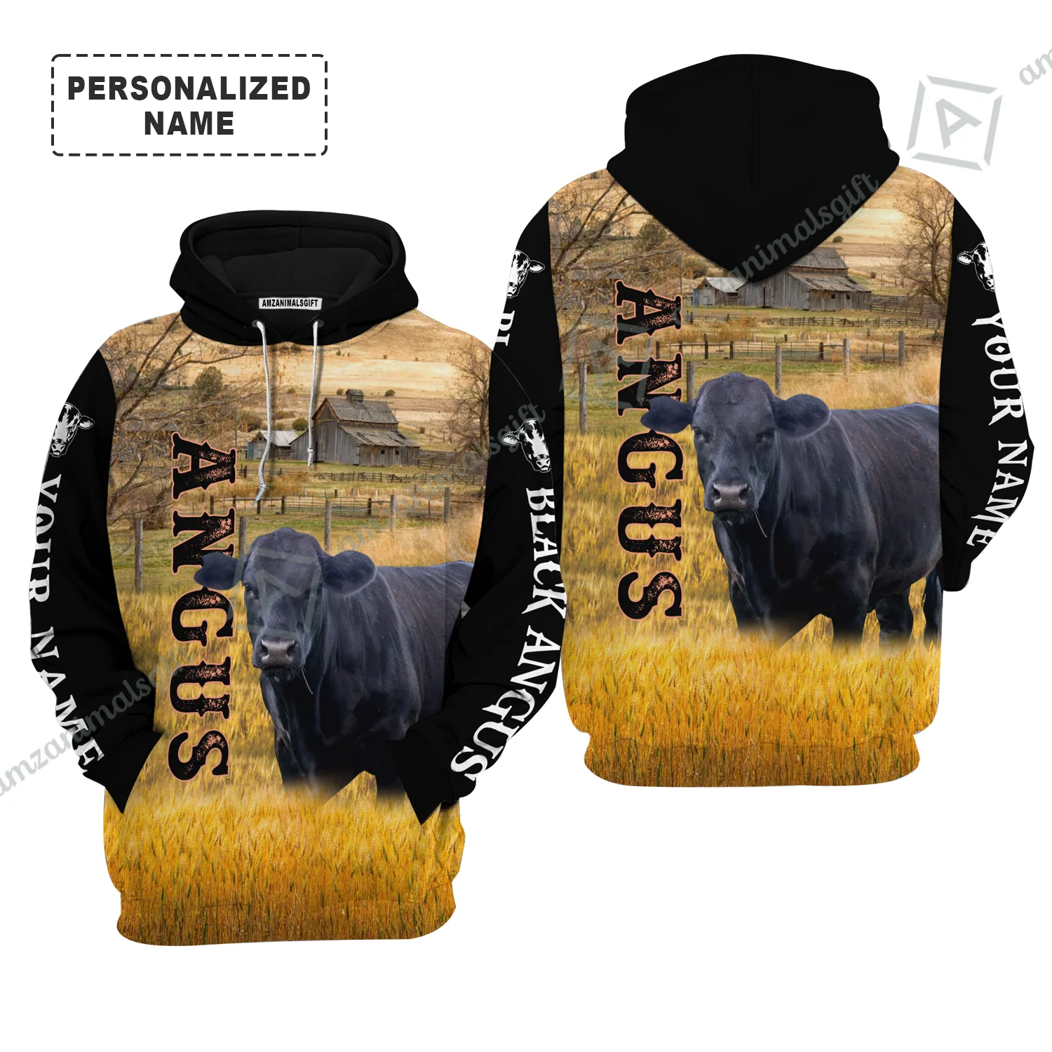Personalized Black Angus Cattle Hoodie, Angus Cattle On The Farm Hoodie For Friend, Family, Farmer, Black Angus Lovers - Image 3